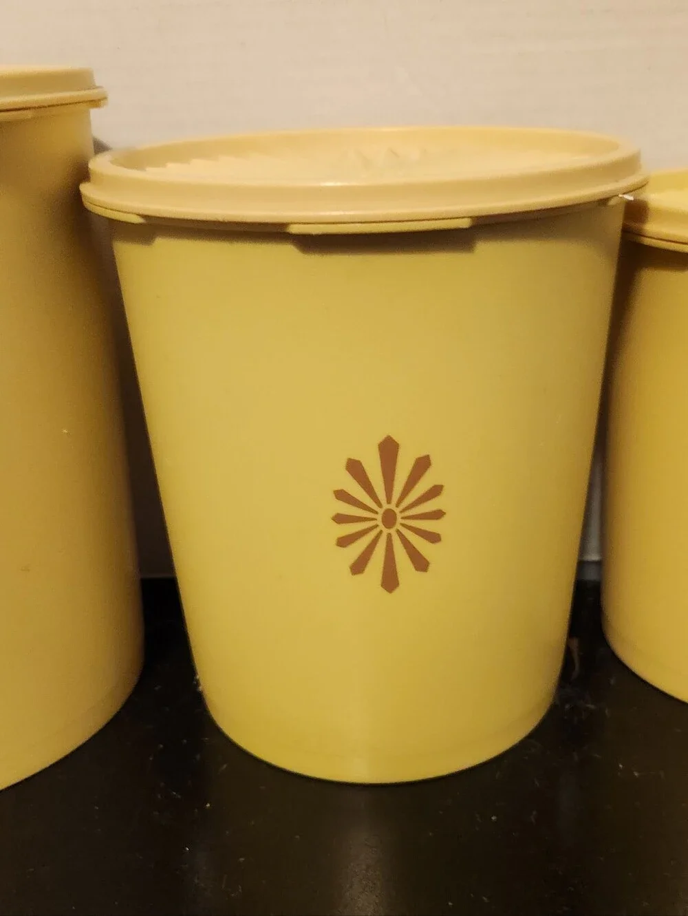 Vintage Tupperware Nesting Canister Set 4 w/ Lids Yellow Golden Harvest